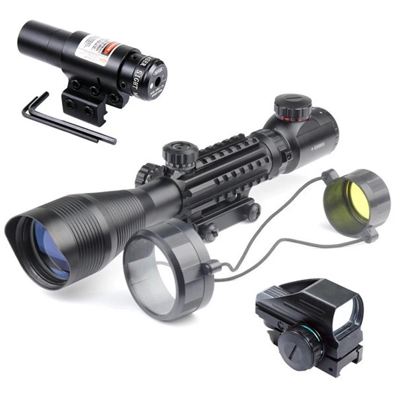 New 4-12X50EG Red Green Illuminated Rifle Scope Hunting Reflex Red/Green Dot 4 Reticle Holographic Projected Sights | Спорт и
