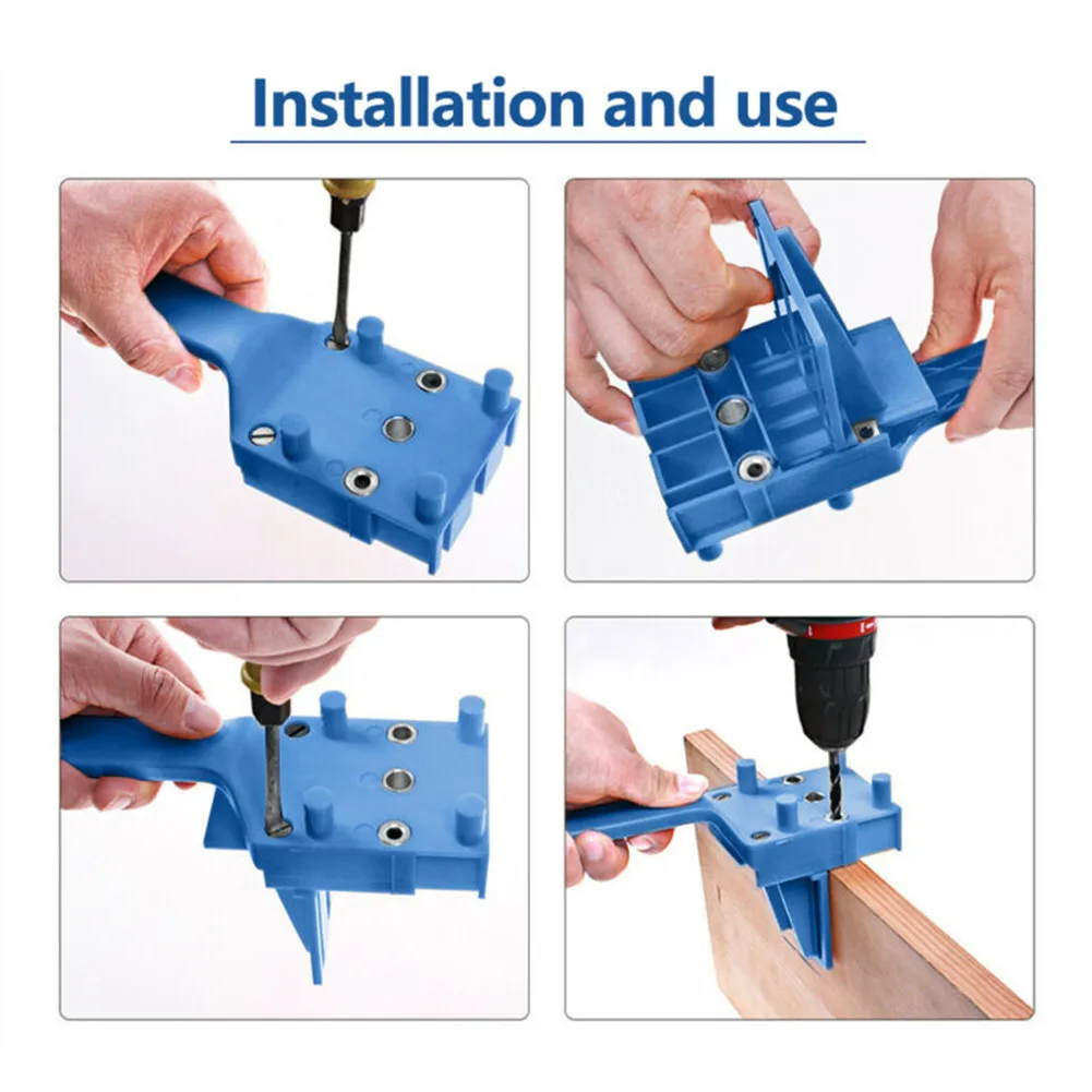 

Woodworking Dowel Jig Set ABS Plastic Handheld Pocket Hole Jig System 6/8/10mm Drill Bit Hole Puncher For Carpentry Dowel Joints