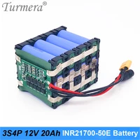turmera 12v 20ah lithium battery 3s4p use inr21700 50e 5000mah 3 6v with 3s 40a balance board for uninterrupted power supply 12v