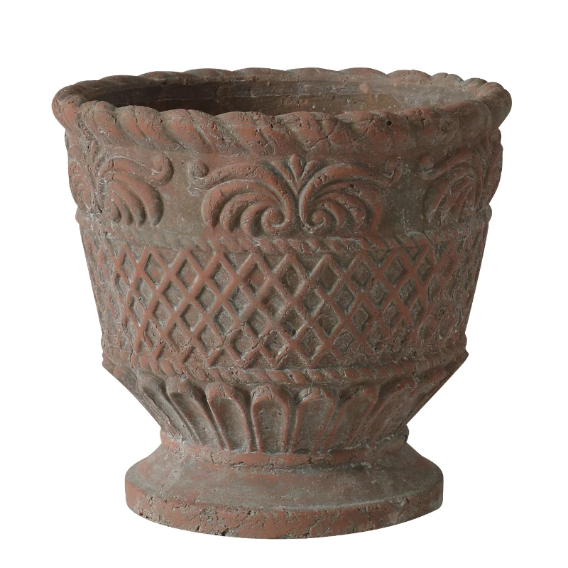 Large Handmade Terracotta Planter Pot with Embossment