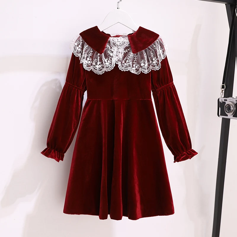 Baby Girls Dresses for Kids Clothes  Fashion Christmas Party Velvet Teens Princess Dress Vestidos 6 8 10 12 Years Children Robe
