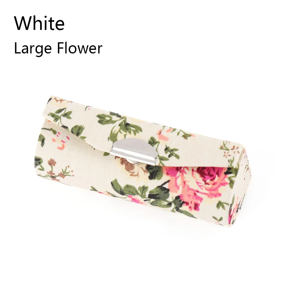 white Large Flower 1 шт. ретро вышитый тканевый чехол для губной помады парчовая поверхность цветочный дизайн блеск для губ коробка мини зеркало для хранения аксессуары для макияжа - Цвет: white Large Flower