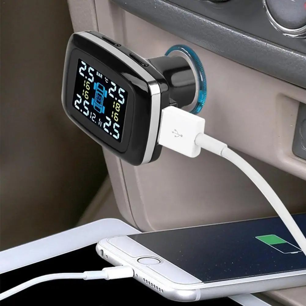 TPMS Have USB Socket In Monitor LCD Auto Tyre Car Tire Pressure Monitoring System Gauge With 4 Sensors | Автомобили и мотоциклы