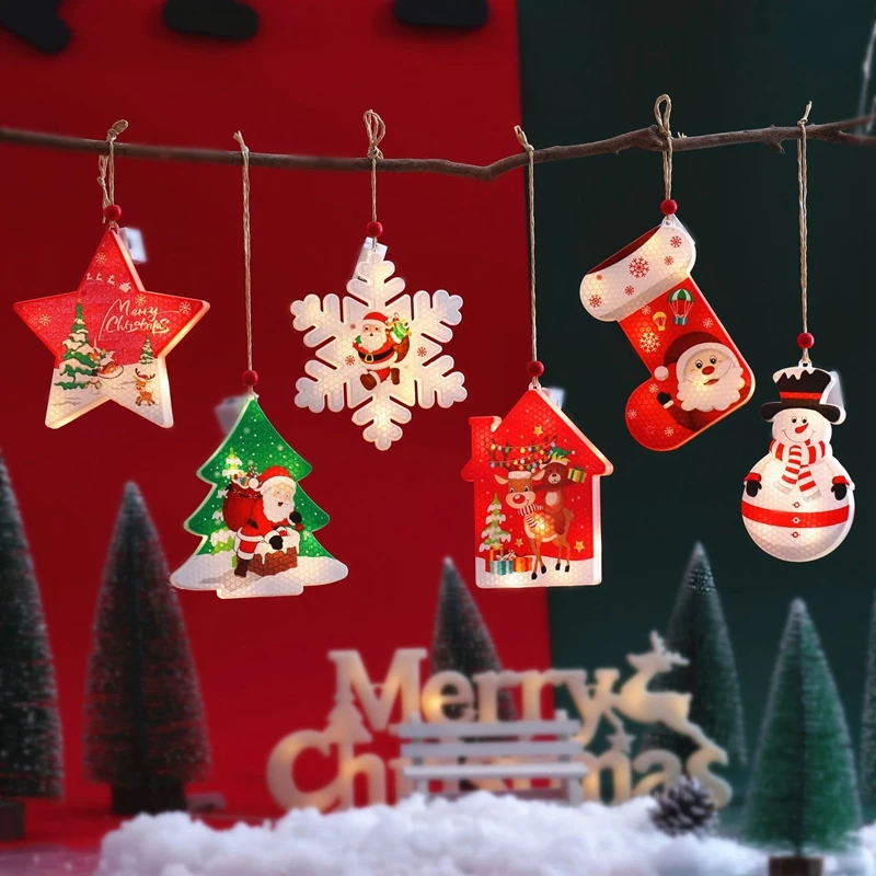 

Рождественские светодиодные светильники, подвесные светильники для рождественской елки, осветительные приборы со снежинками, подвеска дл...