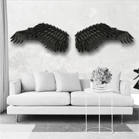 retro cement wall background wall black wings group photo photo background board custom wallpaper mural