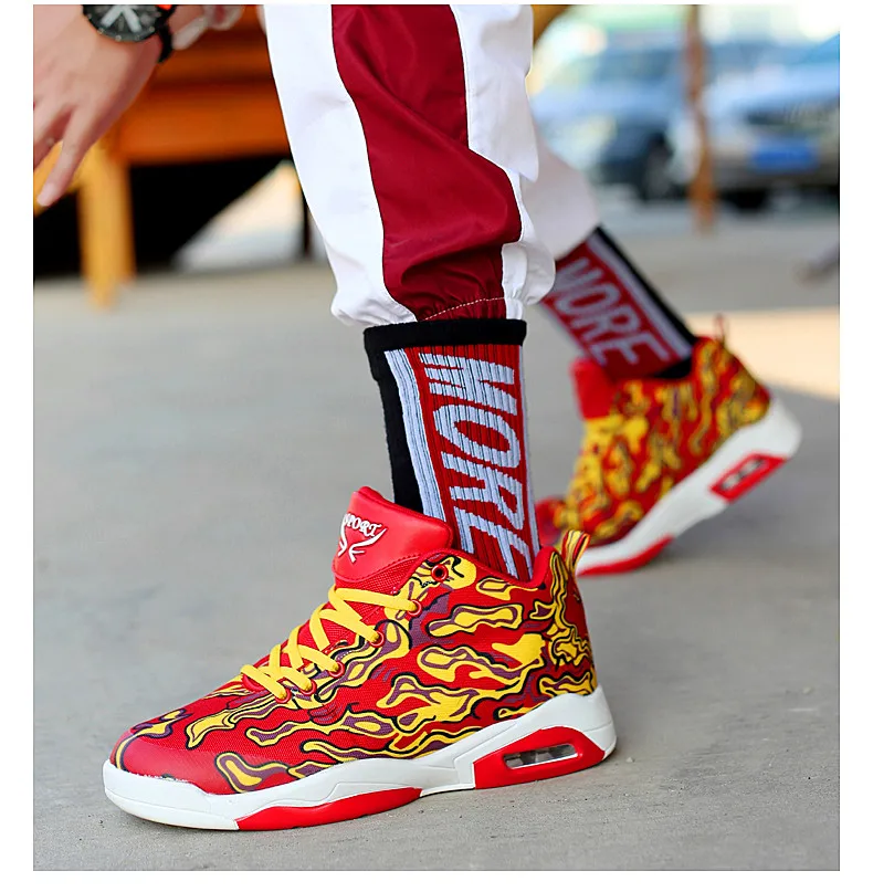 Couple shoes exclusive new unisex sneakers basketball shoes men's casual shoes colorful cloth design high elastic air cushion