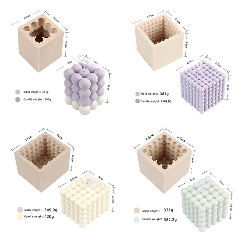 

3D Candle Silicone Mold Square Cube Candle Moulds DIY Shape Candle Material Wax Cube Plaster Mold For Car Decoration
