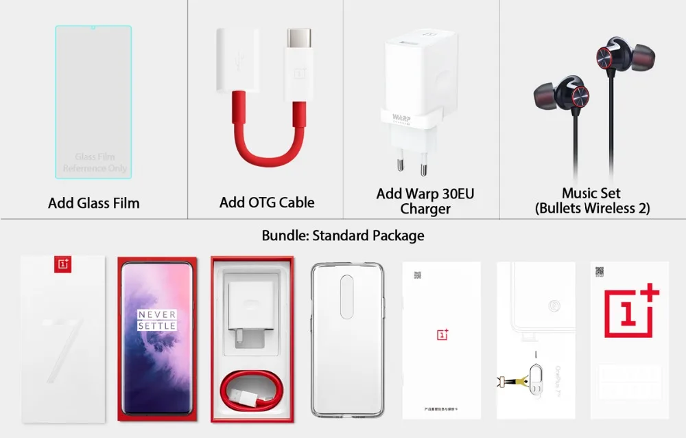 Мобильный телефон Oneplus 7 Pro с глобальной прошивкой, 8 ГБ, 256 ГБ, Snapdragon 855, 6,67 дюйма, 90 ГГц, 2K экран, 48 МП, NFC, Android 9