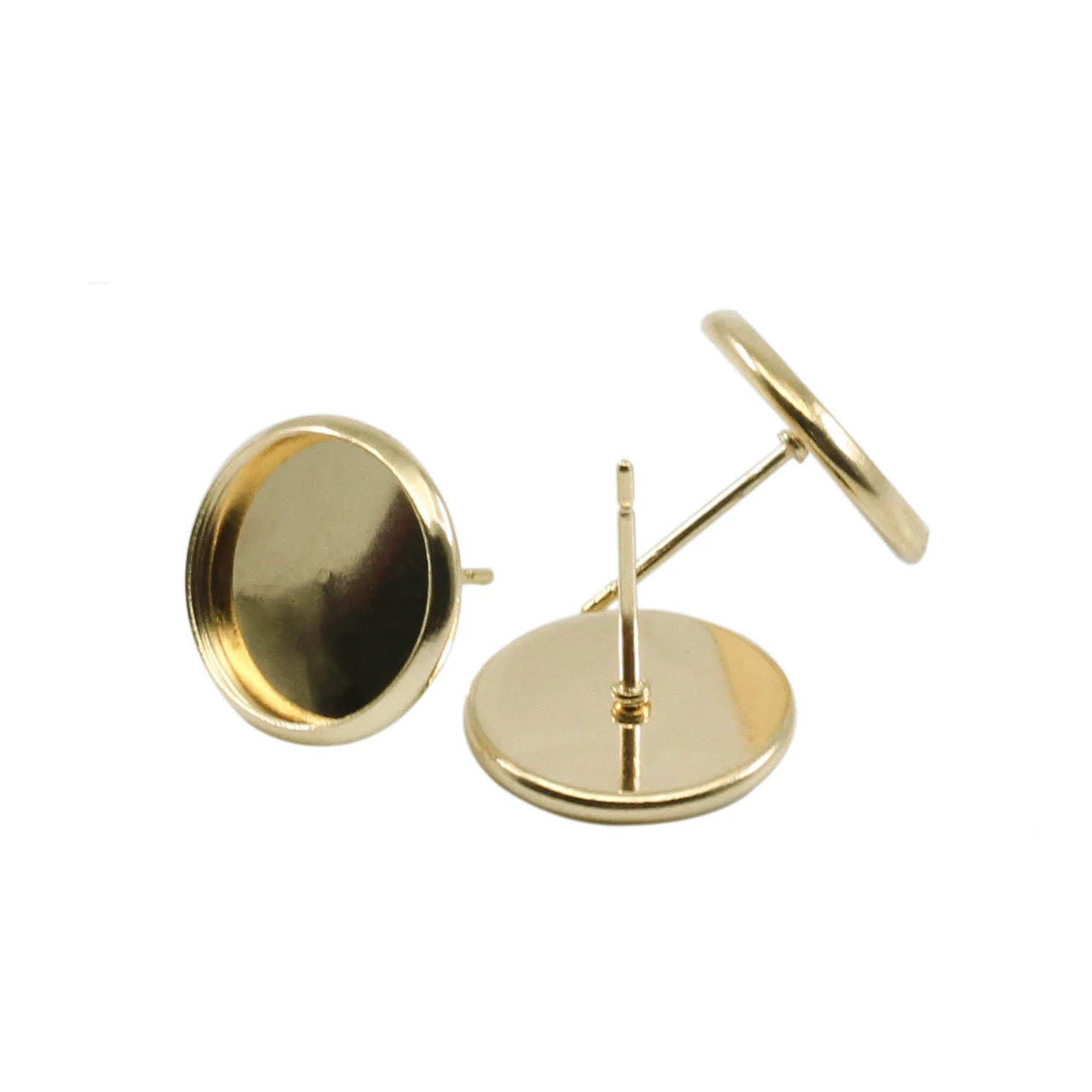 KC Gold 50 шт. нержавеющая железная серьга с пустым основанием Кабошон Камея База 8 10 12 14 16 мм Серьги с плоским основанием установка поставки для изготовления ювелирных изделий - Цвет: KC Gold