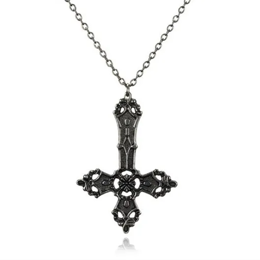 

Gothic Inverted Cross Necklace Satanic Crucifix Witchy Pendant Charm Goth Witchy Punk Statement Jewelry Fashion Women Gift Trend