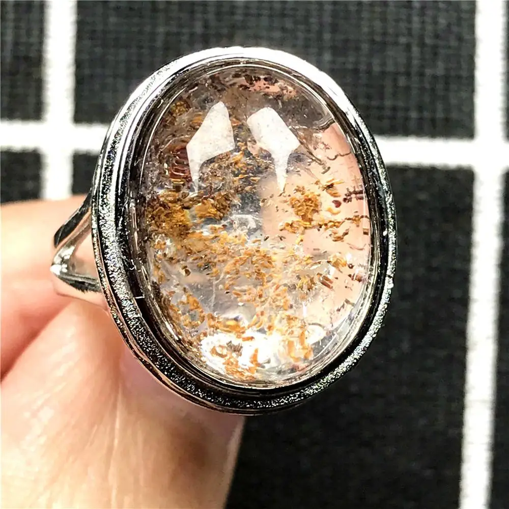 Кольцо женское/Мужское кварцевое с кристаллами 20 х16 мм | Кольца