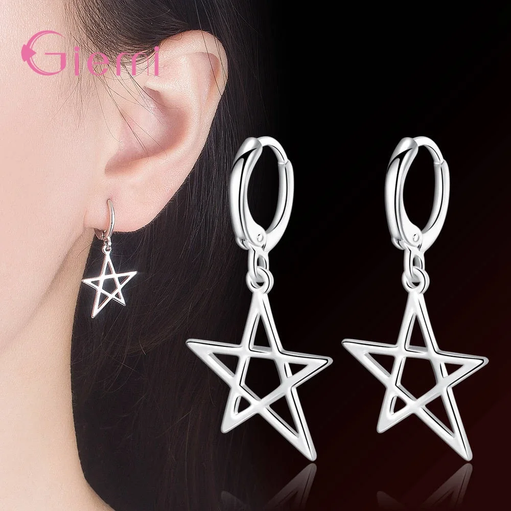 Новый дизайн женские Геометрические пятиконечные звезды 925 стерлингового