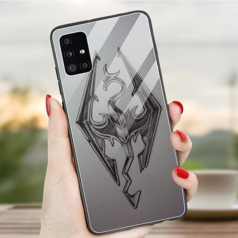 Чехол для телефона из закаленного стекла с логотипом Skyrim Samsung M51 M41 M40 M31S M30S M21 M20 M10