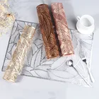 64pcs Rectangular Leaves Gilded Insulated Placemats High-end Hotel Restaurant Dining Table mat Decoration Hollowed-out Placemat