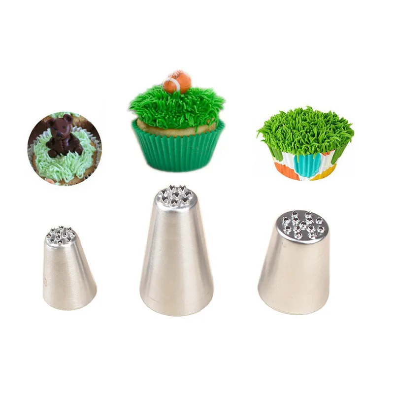 

Grass Mouth 3PCs Set Stainless Steel Cream Pastry Nozzle Baking Tools
