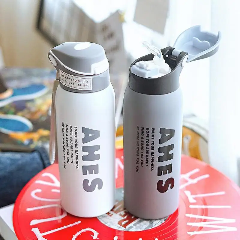 Спортивная изоляционная чашка модная для воды с соломенной фитнеса портативная