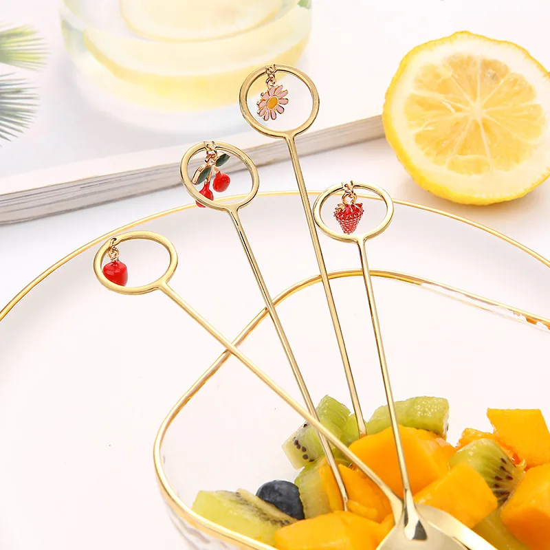 

Stainless Steel Steak Fruit Fork Daisy Pendant Golden Tableware Dessert Coffee Mixing Spoon Teaspoon Kitchen Cutlery Utensils
