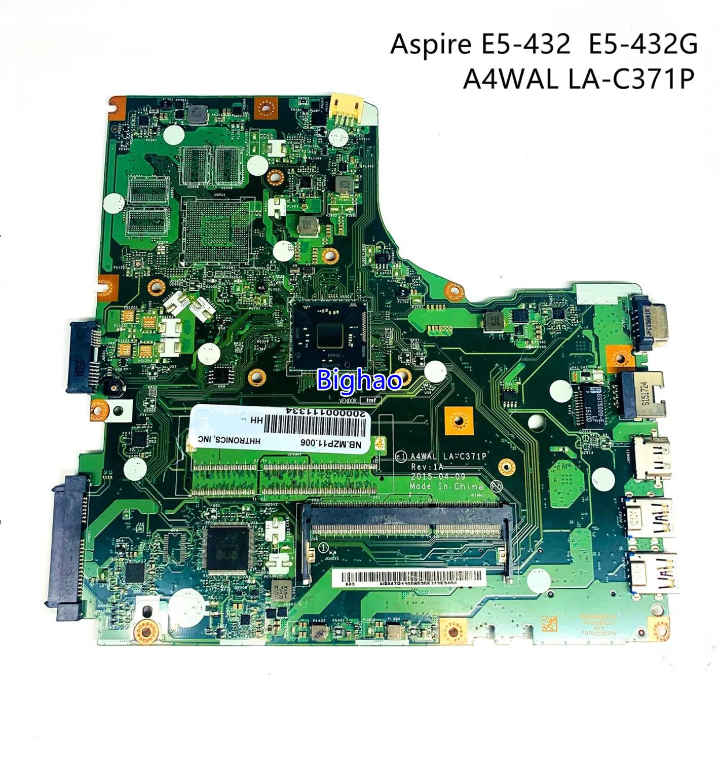 

For Acer Aspire E14 E5-432 E5-432G Laptop motherboard A4WAL LA-C371P Main Board With Intel CPU DDR3L 100% Fully Tested