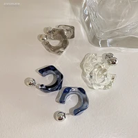2021 new korea clear acrylic geometric c shaped hoop earrings for women girls trends hanging earrings party travel jewelry gifts