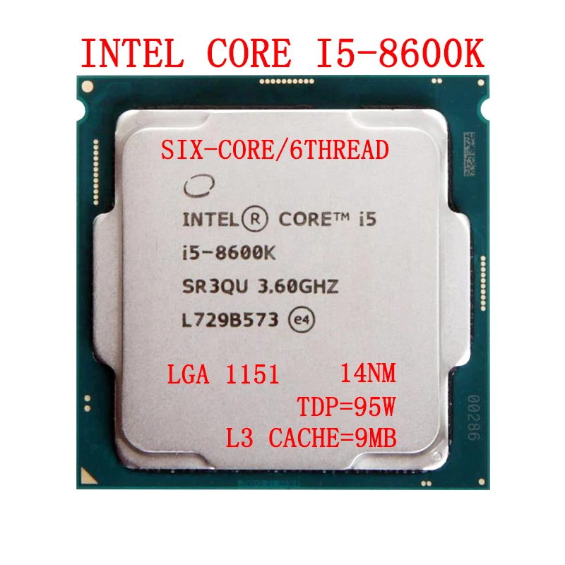 

Intel Core i5-8600K Processor 9M cache, up to 4.30 GHz Six-Core Six-Thread LGA 1151 Desktop CPU