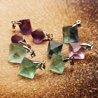 1 5 2cm natural fluorite raw stone pendant octahedron green purple blue color small men and womens crystal jewelry gifts