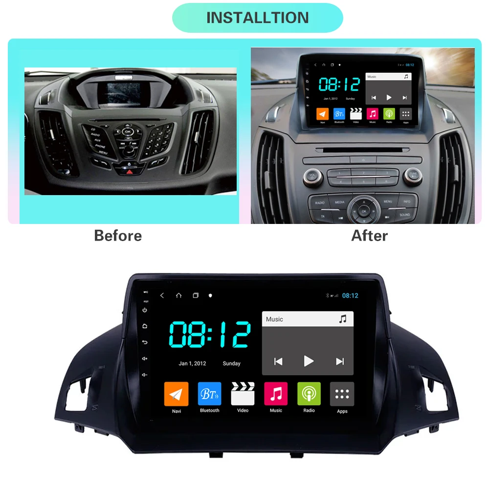 Автомагнитола 2 din для Ford Kuga Escape 2013 2014 2016 4G LTE 64 Rom Wifi Android 10 DSP с GPS навигацией и