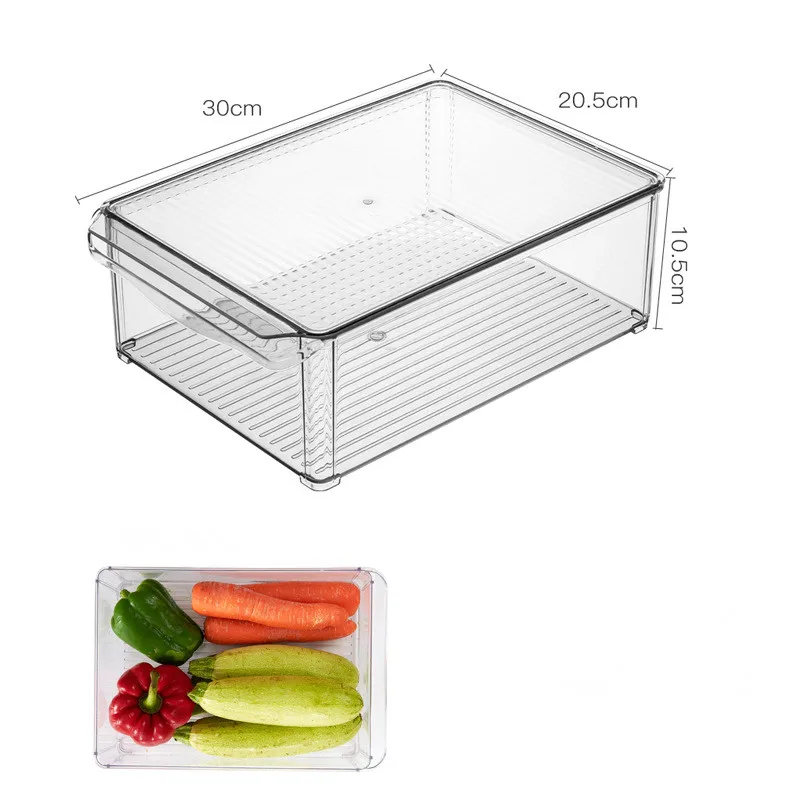 

Refrigerator Organizer Bins Clear Fruit Food Jars Storage Box with Handle for Freezer Cabinet Kitchen Accessories Organization