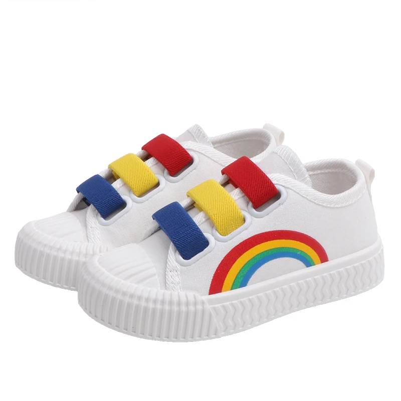 

New Children Canvas Shoes Girls Running Sneakers Breathable Spring Fashion Kids Shoes For Boys Rainbow Print Casual Shoes