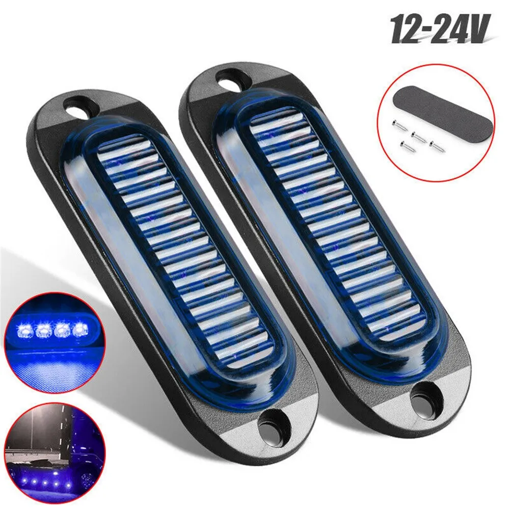 

2 Pcs Truck Side Lights Side Marker Lights ​12V-24V Waterproof LED Blue Lamps Truck Accessories For Truck Trailer Caravan Boat