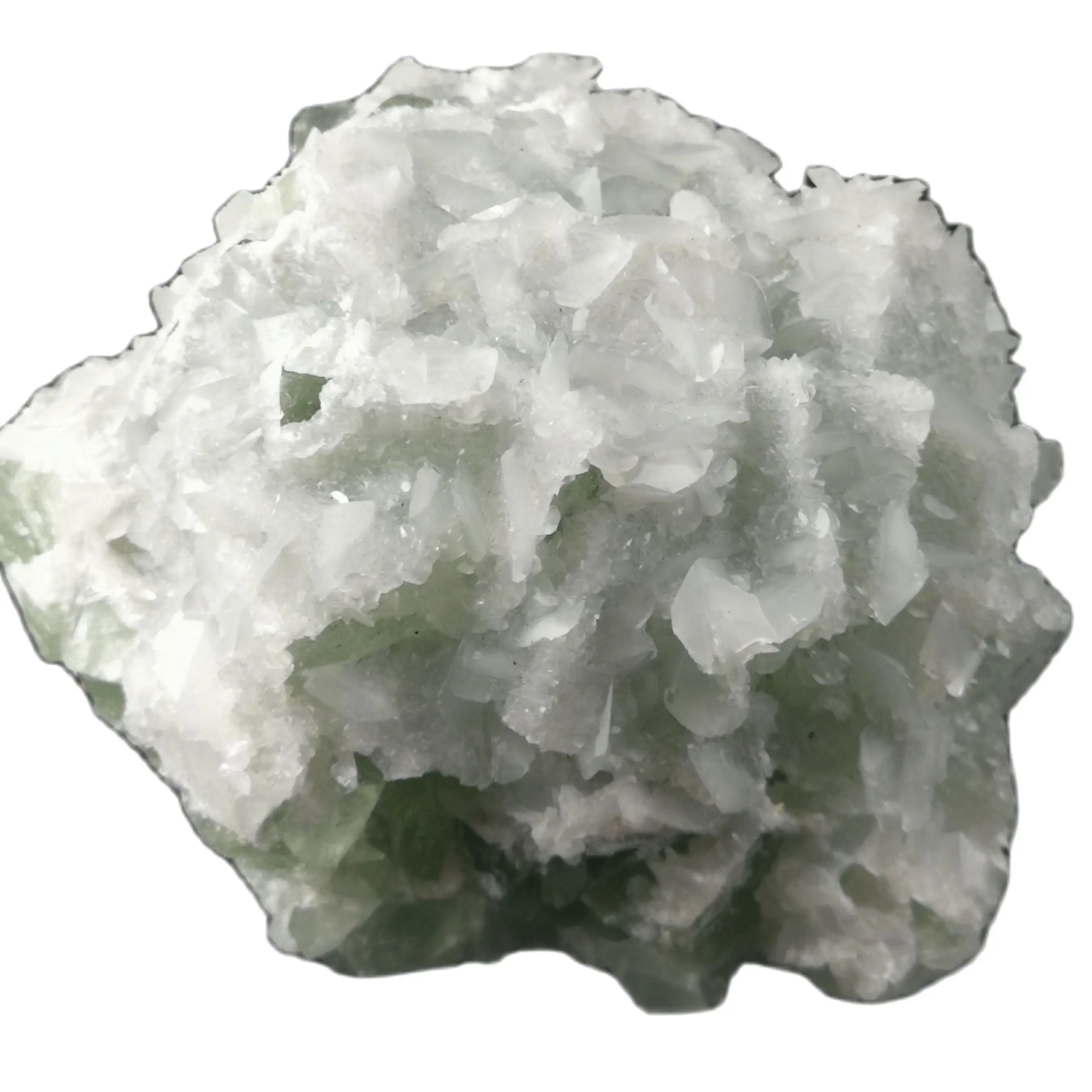 

320.0gNatural green fluorite, white calcite intergrowth, mineral specimen