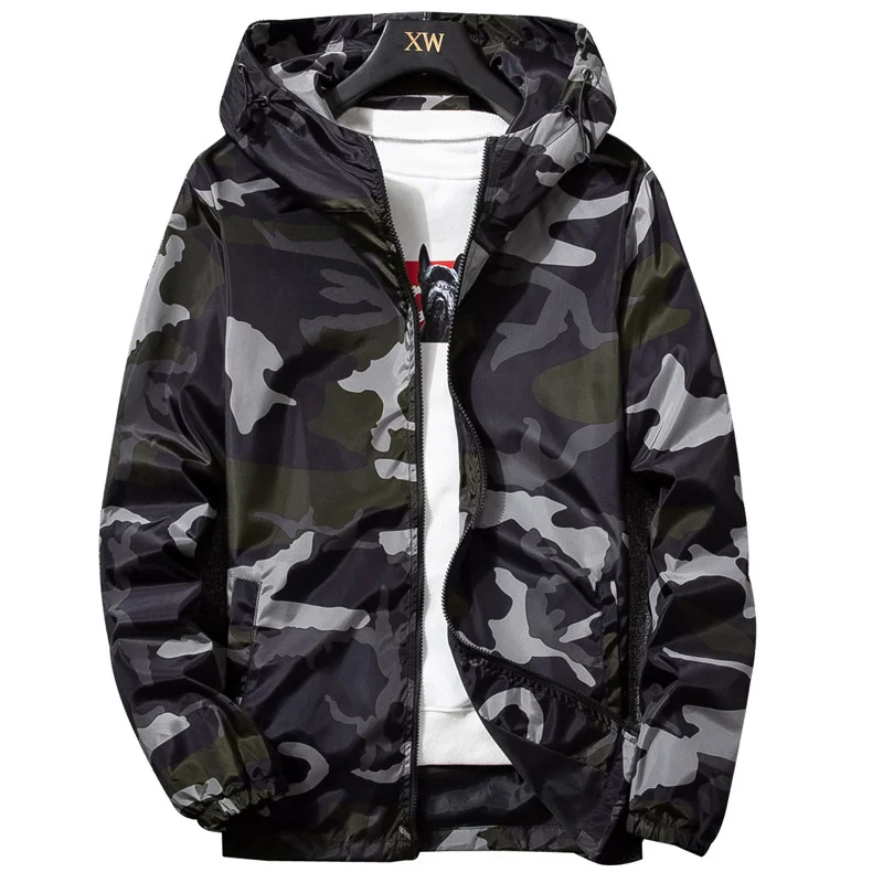 

Camouflage Lightweight Jackets Men Hooded Slim Fit Long Sleeve Zipper Coat Army Tactical Military Jackets Men Clothing 2021