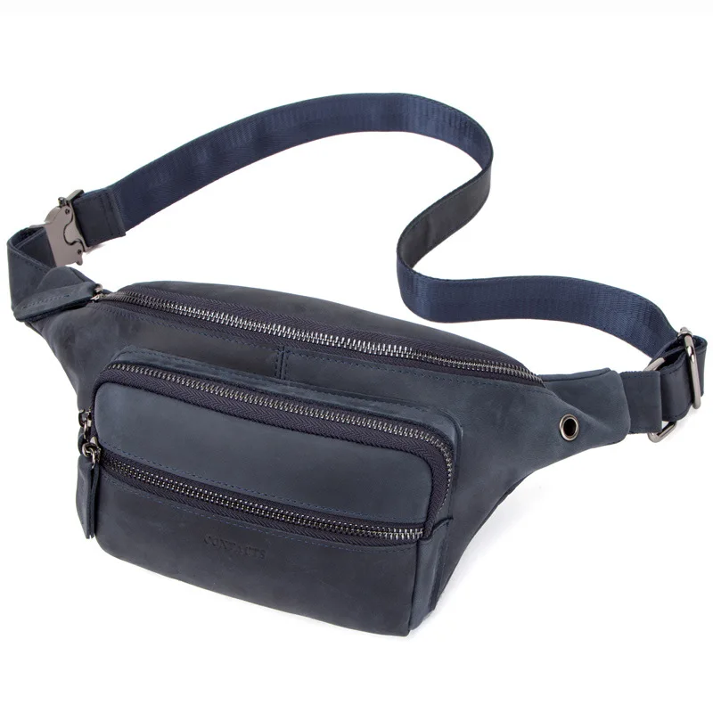 

Cowhide Mens Waist Fanny Packs Hip Belt Mobile Phone Pouch Bag For Men Waist Bags Chest Packs Sports Genuine Leather