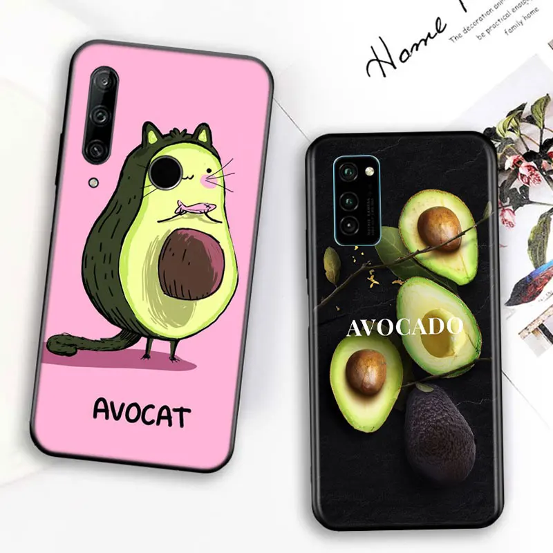 

Silicone Cover Cute Cartoon Avocado Food For Huawei Honor 7C 7A 7S 8 8A 8X 8C 8S 2019 2020 9 lite 9X Pro Black Phone Case