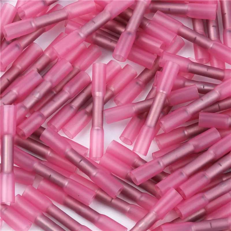 500/1000 шт. термоусадочные стыковые соединители красные изолированные