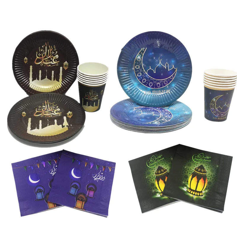 ИД Мубарак чашка и тарелка Рамадан с Рамазан-баннер домашнее украшение Ислам