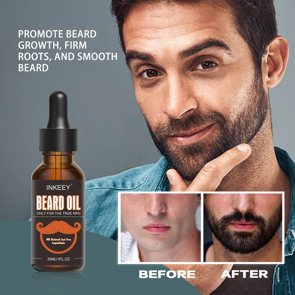 1pcs Men Fast Beard Growth Oil Natural Beard Growth Enhancer