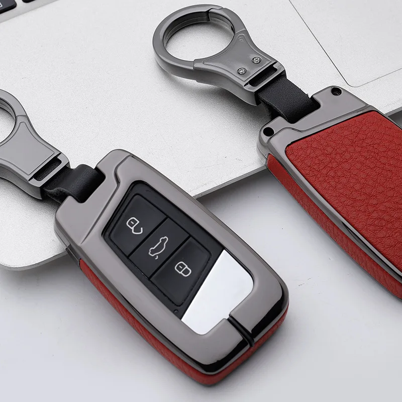 

Galvanzed Alloy&Leather Car Key Case For Volkswagen VW Tiguan MK2 Skoda Superb A7 Magotan Passat B5 B6 B7 B8 3C CC R36 2017 2018