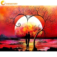 chenistory 60x75cm framed painting by numbers for adults unique gift lover under tree figure paints acrylic pigment color canvas