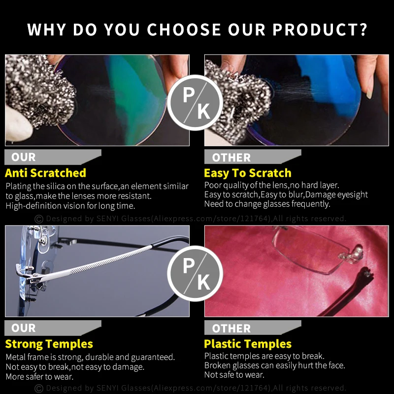 Роскошные очки без оправы для женщин оптические линзы с высокой прозрачностью