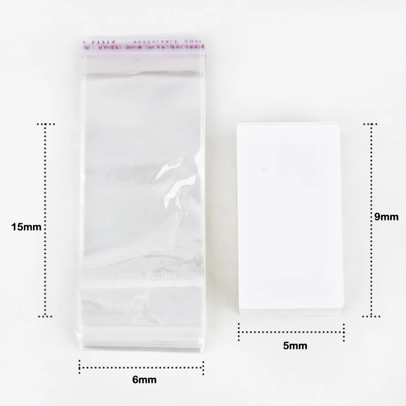 DoreenBeads 100 Sets Ear Hooks Earring Display Cards 9x5cm W/ Self Adhesive Bags 15x6cm Earrings Packaging Display Supplies,yiwu