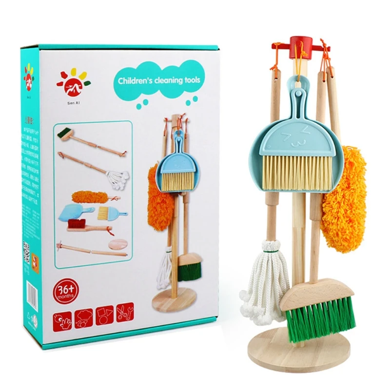 

Realistic Cleaning Set Toys Household Cleaning Tool Pretend Play Toy Interactive Educational Housekeeping Toy with Mop