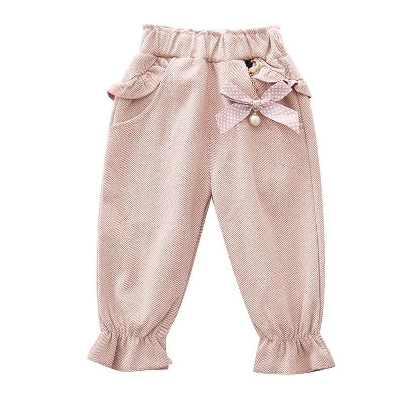 

Children Sweet Trousers Baby Girl Slacks Tide Western Princess Pants With Bowkn Baby Cloths Spring Autumn Kids