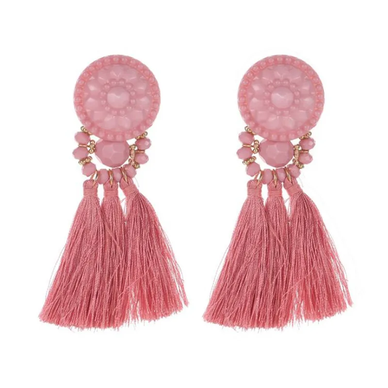 Богемные серьги с кисточками и кристаллами длинные висячие для женщин бахромой