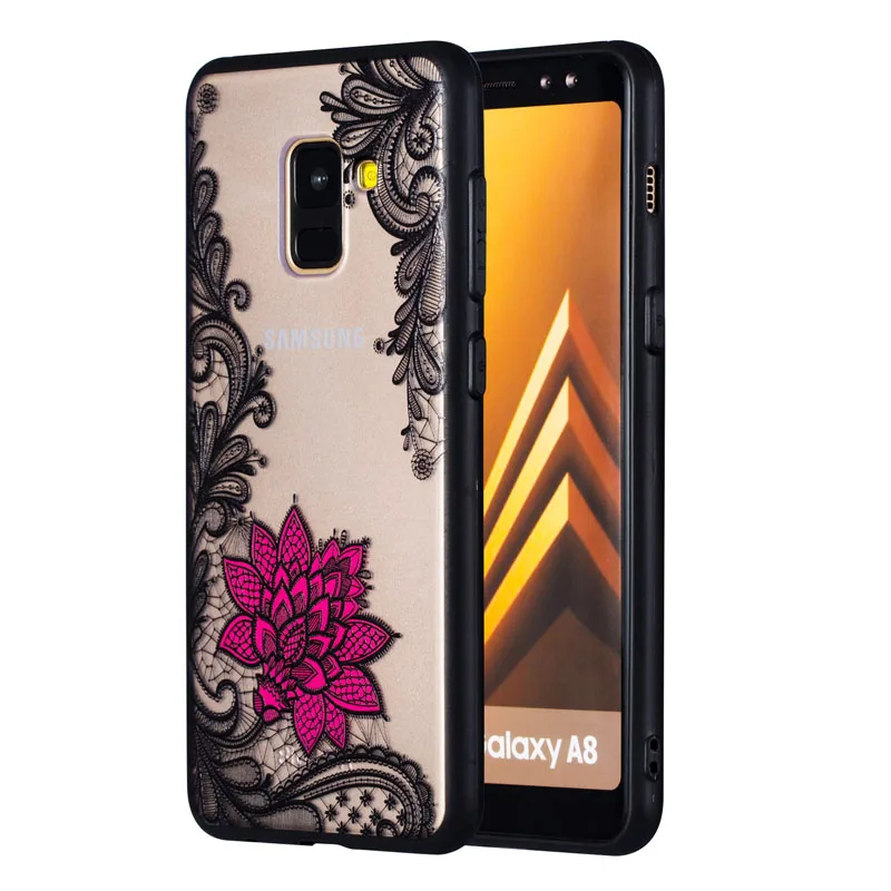 Relief Phone Case For Samsung Galaxy A3 A5 A7 2017 A6 A8 Plus 2018 A6S A30 A20 A40 A50 A30S A50S A70 Black Rose Back Cover | Мобильные