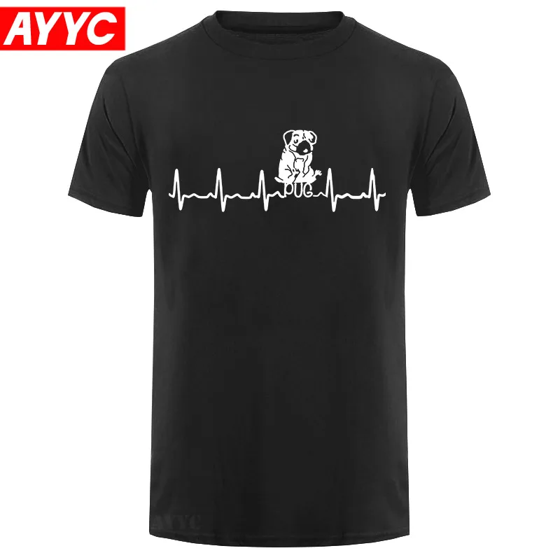 

Heartbeat Pug Funny T Shirt For Dog Lover Tees Short Sleeve Big Size 100% Cotton Male Large Size Clothing T Shirts O Neck (2)