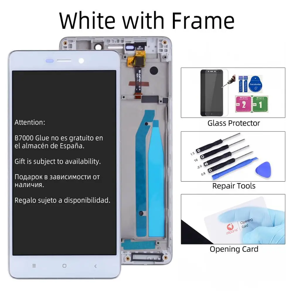with Frame White Дисплей для XIAOMI Redmi 3S 3S Prime LCD в сборе с тачскрином на рамке 5.0'' черный белый золото - Цвет: with Frame White