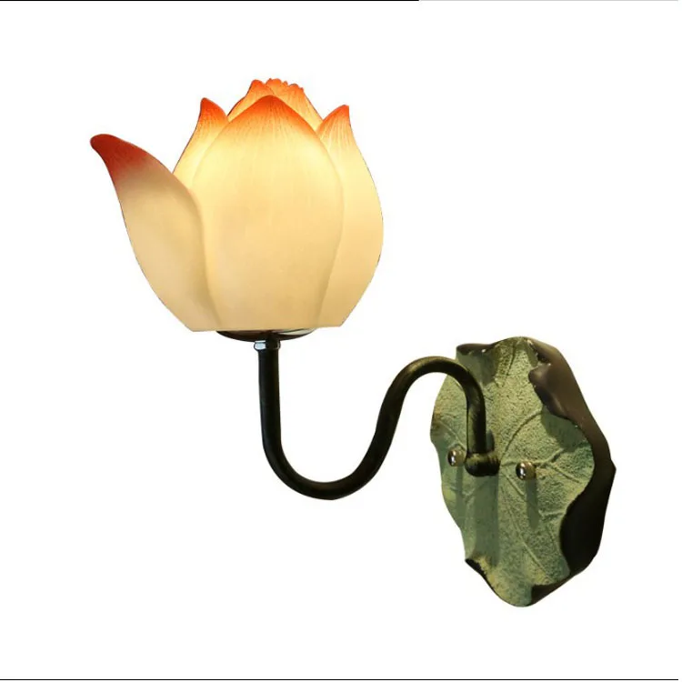 

Personality Lotus resin bedroom bedside decorative wall lights retro creative restaurant bar corridor lighting