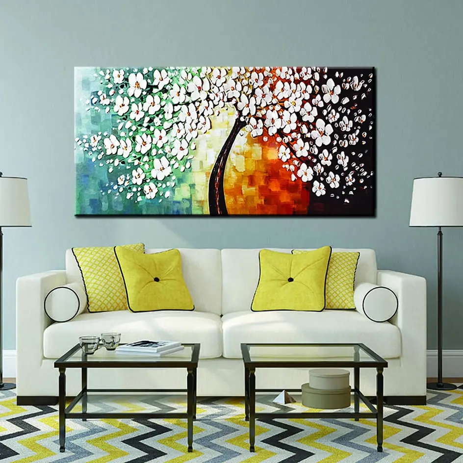 Плотная Палитра с ножом картины маслом на холсте цветок Blomming настенные