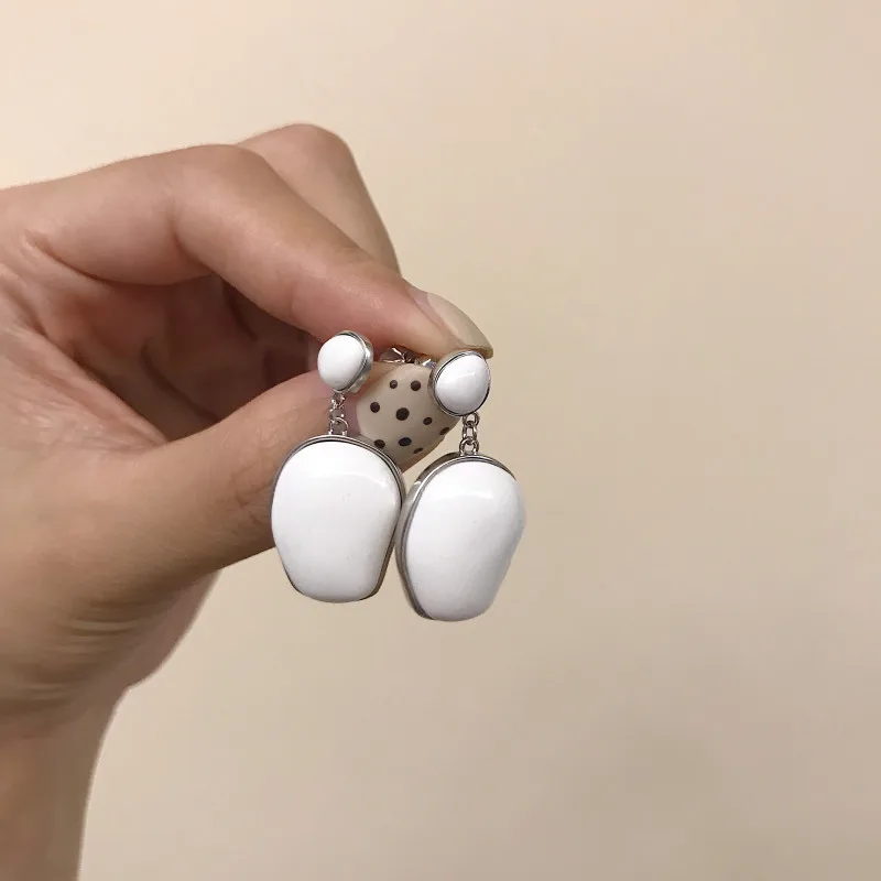 Женские серьги из серебра 925 пробы с малацитом зеленые/белые керамические модные