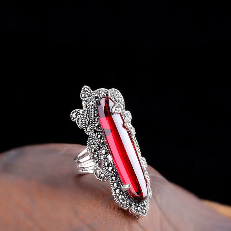 Женское кольцо из серебра 925 пробы с изумрудом топазом белым нефритом черным